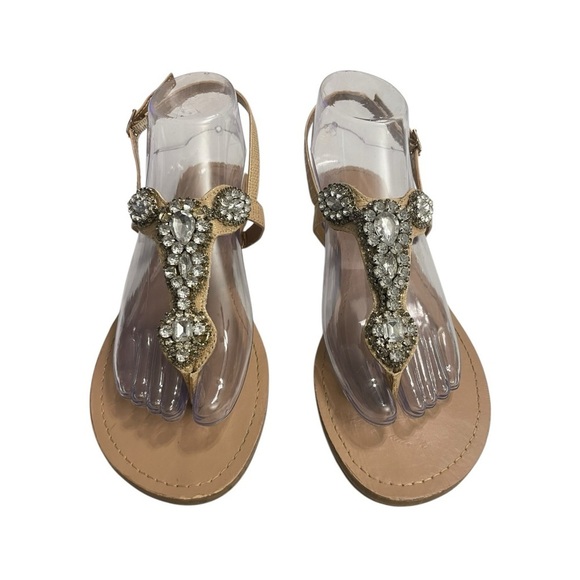 Max Studio Size 8.5 M Jewel Rhinestone Crystal Embellished Flat Sandals - Picture 3 of 13